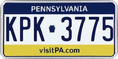 PA license plate KPK3775