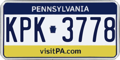 PA license plate KPK3778
