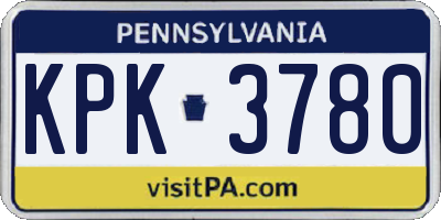 PA license plate KPK3780