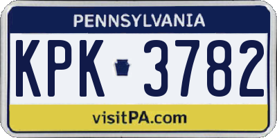 PA license plate KPK3782
