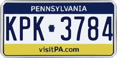 PA license plate KPK3784