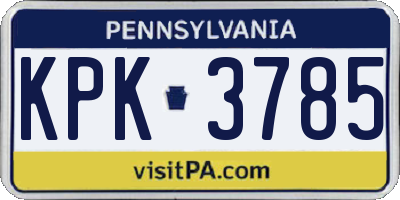 PA license plate KPK3785