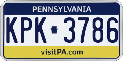 PA license plate KPK3786