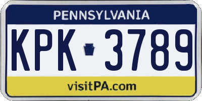 PA license plate KPK3789