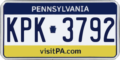 PA license plate KPK3792