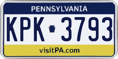 PA license plate KPK3793