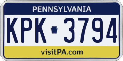PA license plate KPK3794