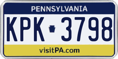 PA license plate KPK3798