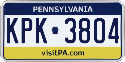 PA license plate KPK3804