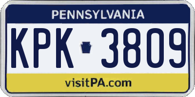 PA license plate KPK3809