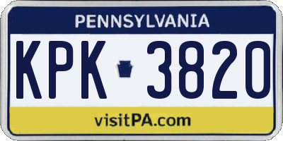 PA license plate KPK3820