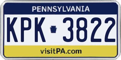 PA license plate KPK3822