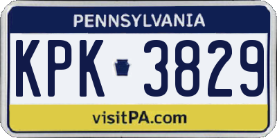 PA license plate KPK3829