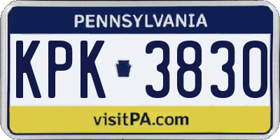 PA license plate KPK3830