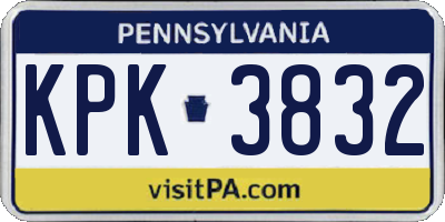 PA license plate KPK3832