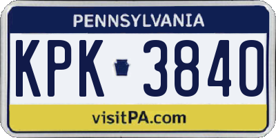 PA license plate KPK3840