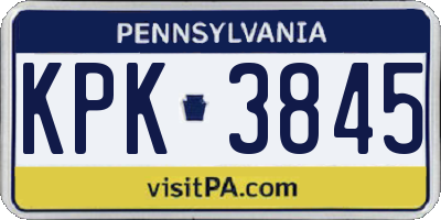 PA license plate KPK3845