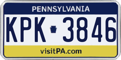 PA license plate KPK3846