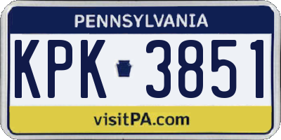 PA license plate KPK3851