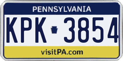 PA license plate KPK3854