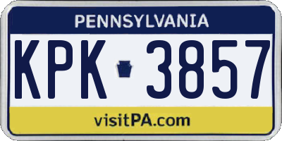 PA license plate KPK3857