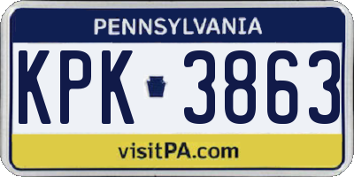 PA license plate KPK3863