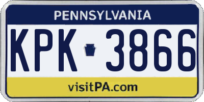 PA license plate KPK3866