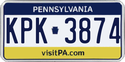PA license plate KPK3874