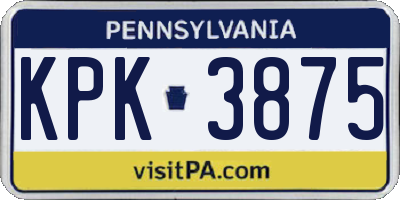 PA license plate KPK3875