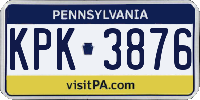 PA license plate KPK3876