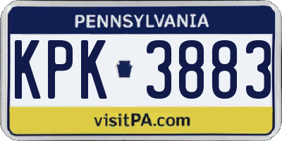 PA license plate KPK3883