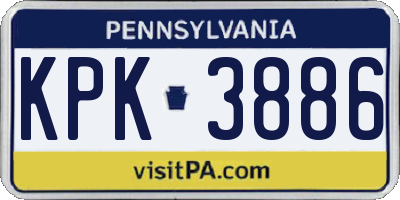 PA license plate KPK3886