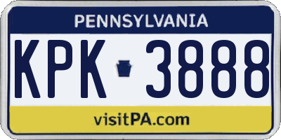PA license plate KPK3888