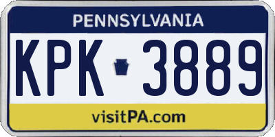 PA license plate KPK3889