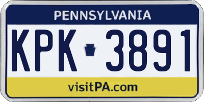 PA license plate KPK3891