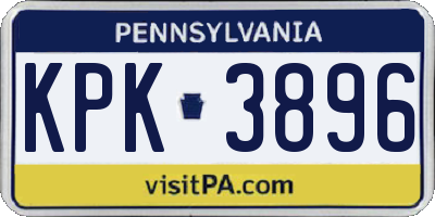 PA license plate KPK3896