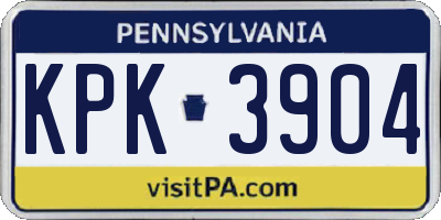 PA license plate KPK3904