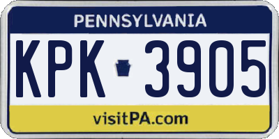 PA license plate KPK3905