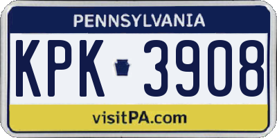 PA license plate KPK3908