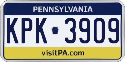 PA license plate KPK3909