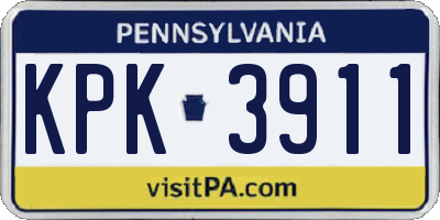 PA license plate KPK3911