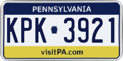 PA license plate KPK3921