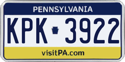 PA license plate KPK3922