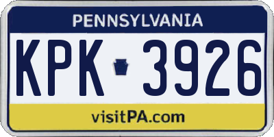 PA license plate KPK3926