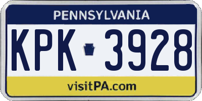 PA license plate KPK3928
