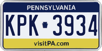 PA license plate KPK3934
