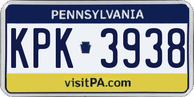 PA license plate KPK3938