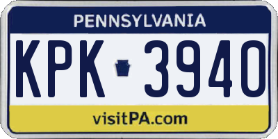 PA license plate KPK3940