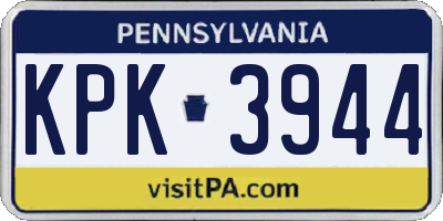 PA license plate KPK3944