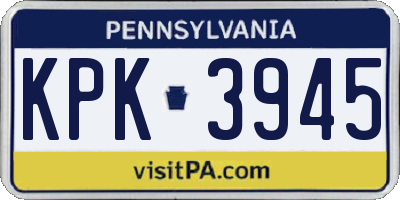PA license plate KPK3945
